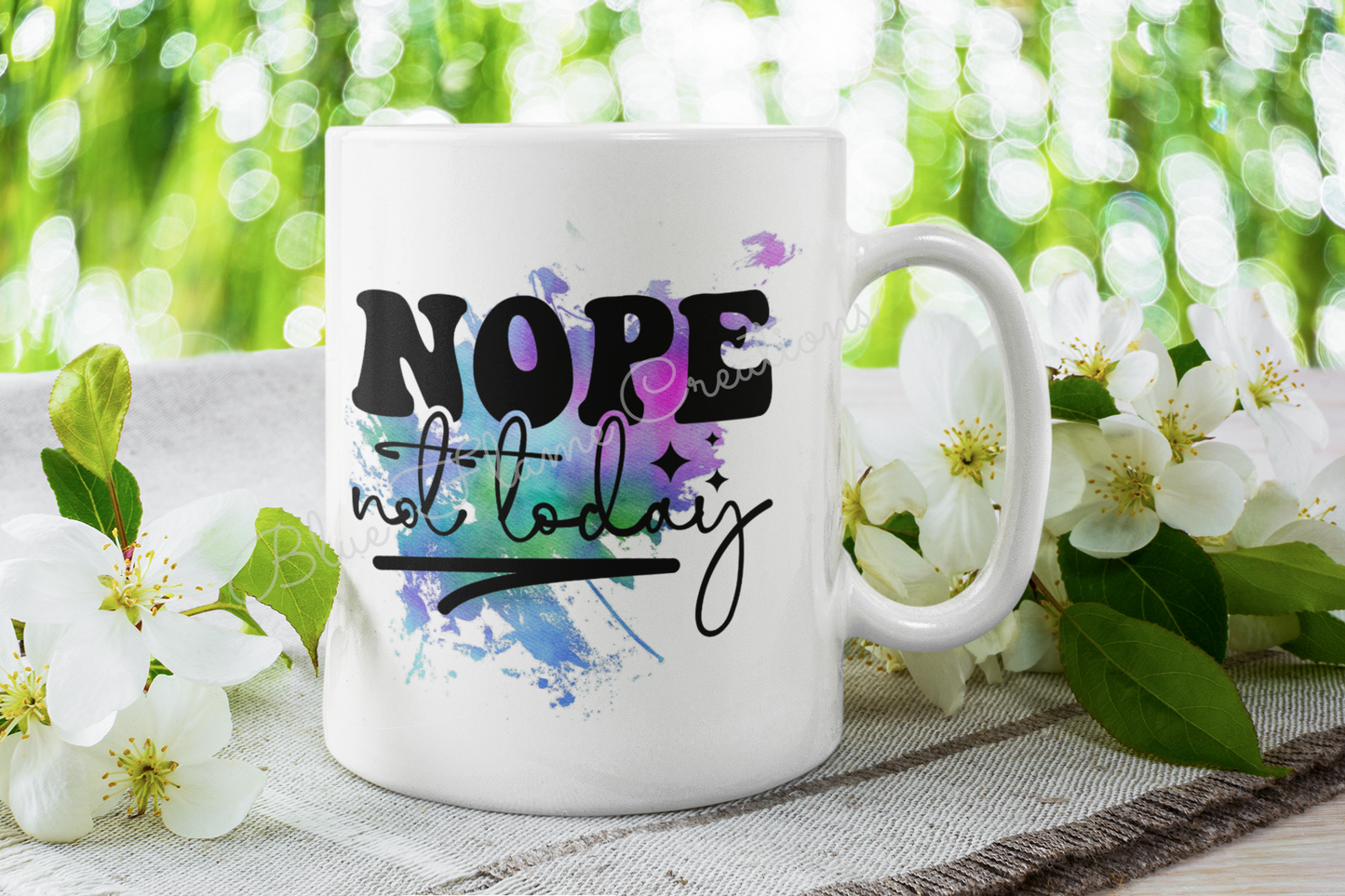 "Nope, Not Today" Mug (Purple/Blue/Green)