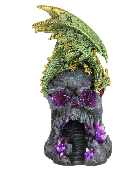 Dragon on Skull Rock with Crystals - Light Up