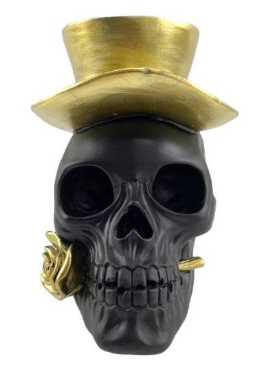 Black & Gold Rose Skull