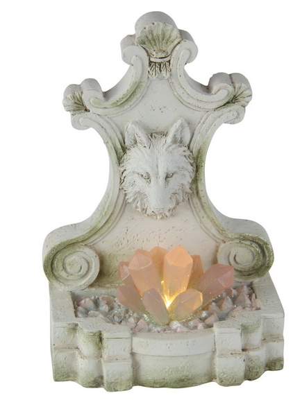 White Wolf Plaque with Light Up Crystal
