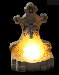 White Wolf Plaque with Light Up Crystal