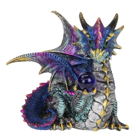 Dragon Holding Orb - Blue
