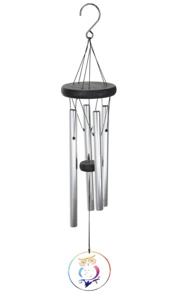4 Tube Classic Wind Chime with Glass Owl Décor