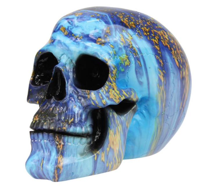 Blue & Gold Marble Finish Skull