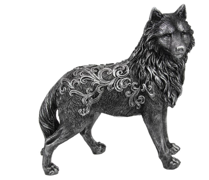 Standing Antique Silver Wolf