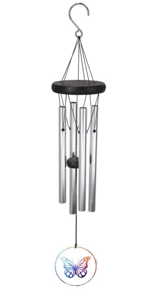 4 Tube Classic Wind Chime with Glass Butterfly