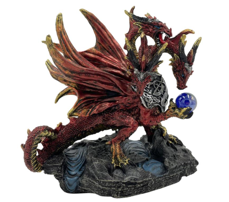 3 Headed Red Hydra Dragon with Ball