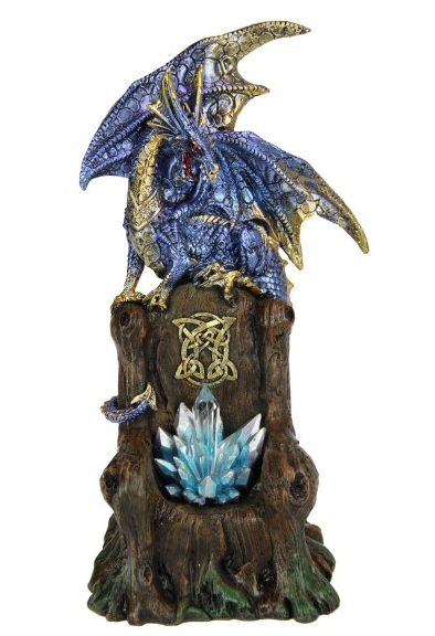 Dragon on Light Up Mystic Realm Throne Guarding Crystal