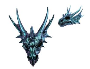 Blue Iridescent Dragon Skull