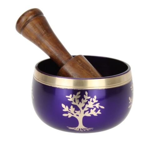 Tree of Life Brass Purple Tibetan Singing Bowl