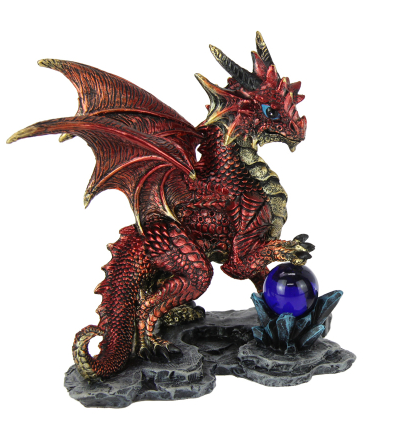 Guardian Dragon Holding Orb on Rocks