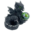 Baby Black Dragon Holding Orb