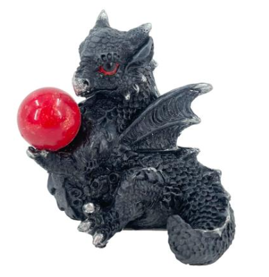 Baby Black Dragon Holding Orb