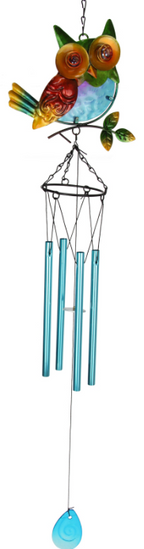 Metal/Glass Owl with Ball Eyes