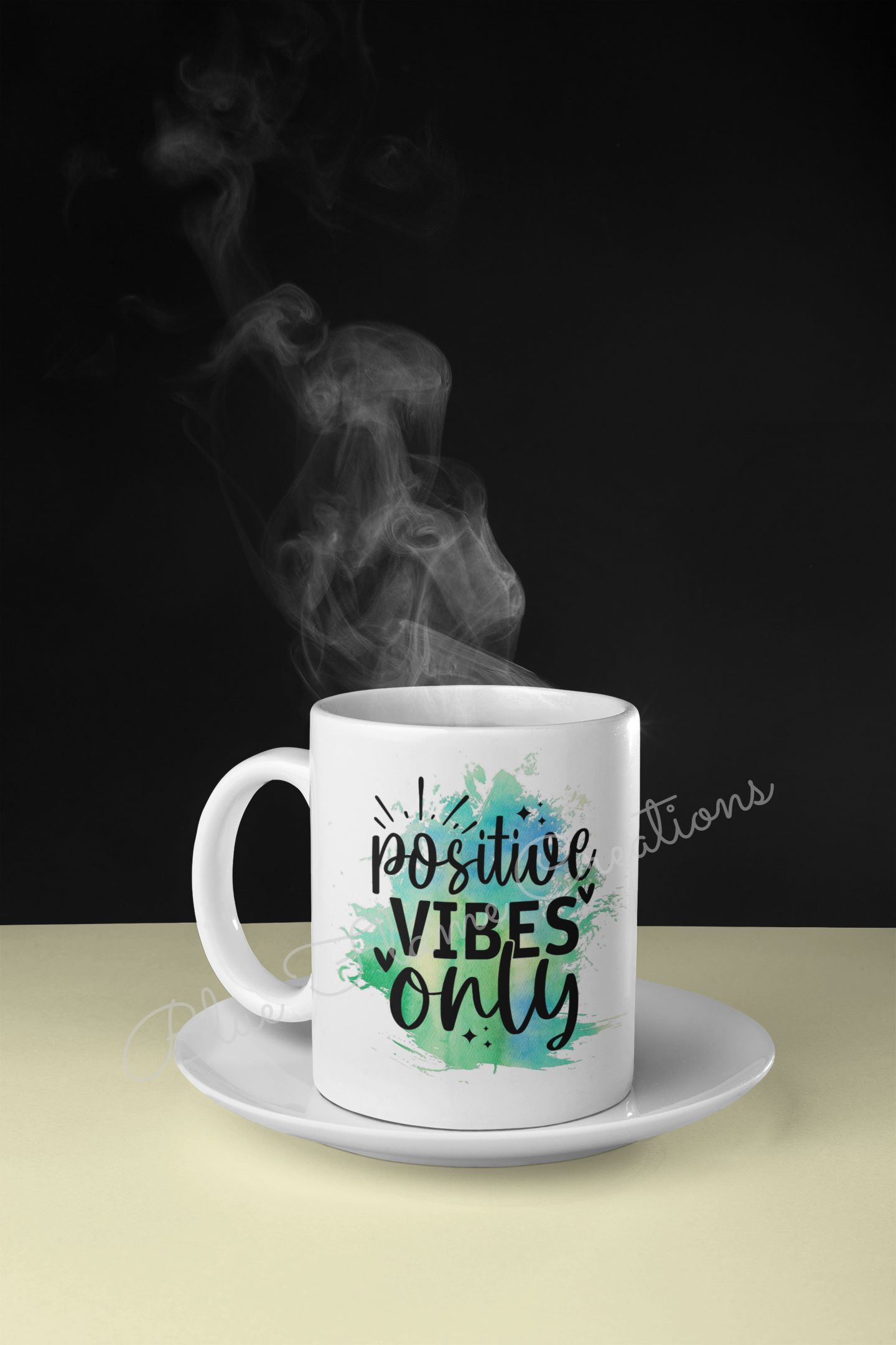 "Positive Vibes Only" Mug (Green/Blue)