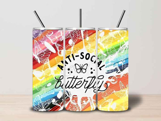 "Anti Social Butterfly" Skinny Tumbler