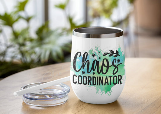 "Chao's Coordinator" Wine Tumbler (Green/Blue)