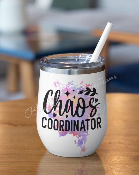 "Chao's Coordinator" Wine Tumbler (Purple/Orange)