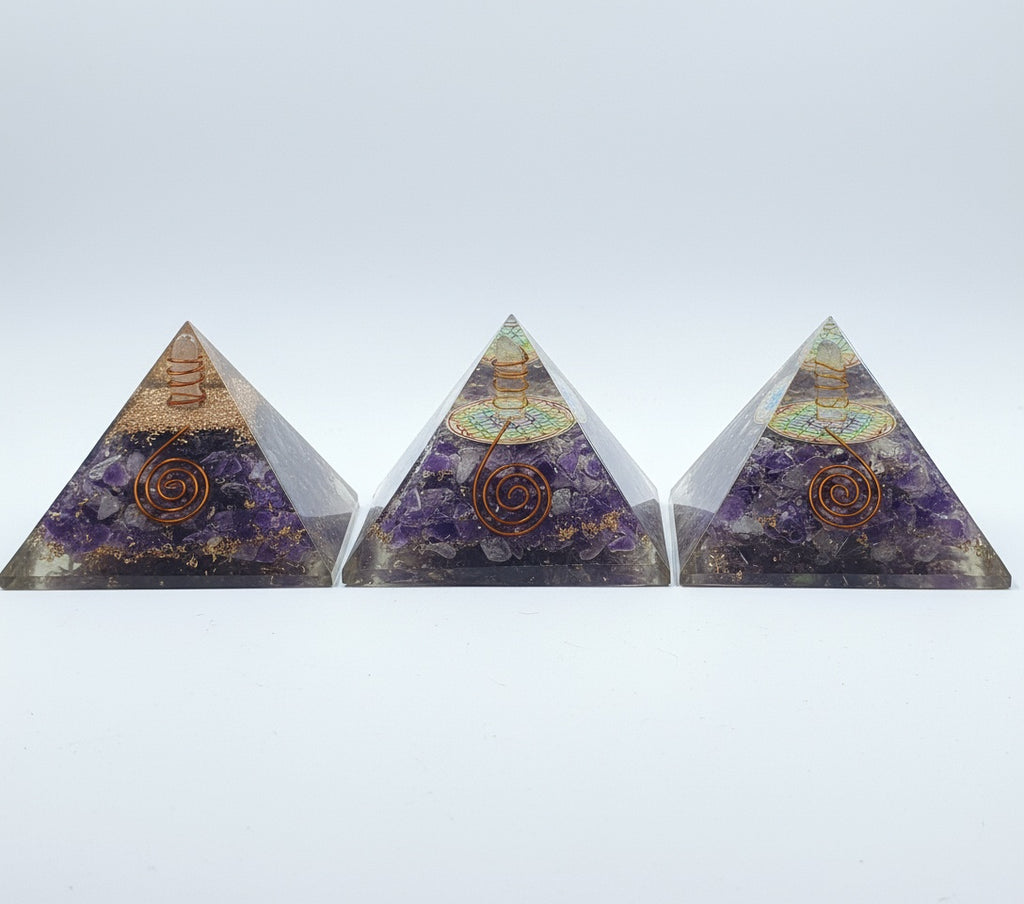 Amethyst Orgonite Pyramids