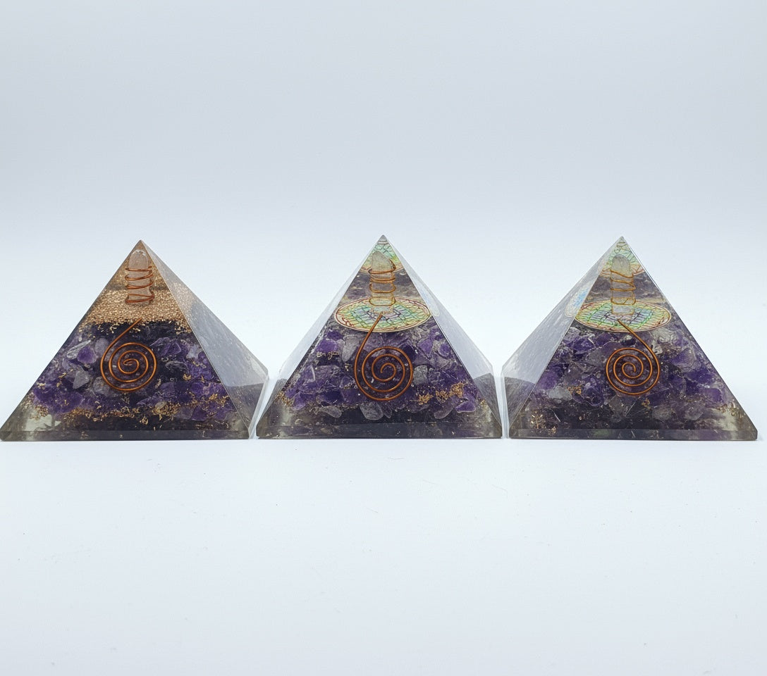 Amethyst Orgonite Pyramids