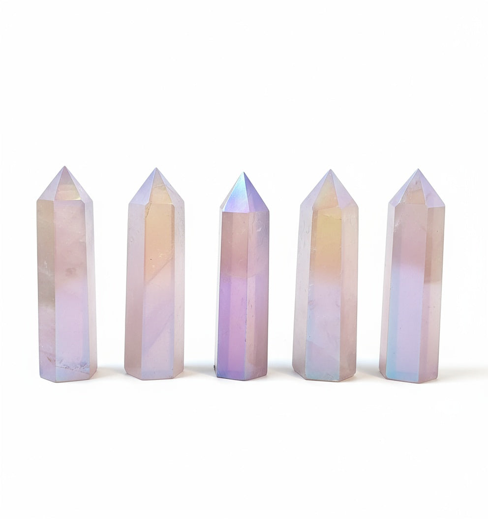 Aura Rose Quartz Points