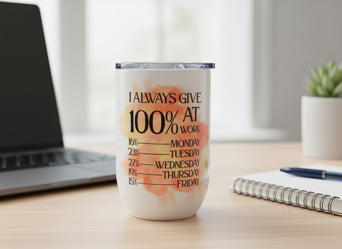 "I Always give 100%" Wine Tumbler