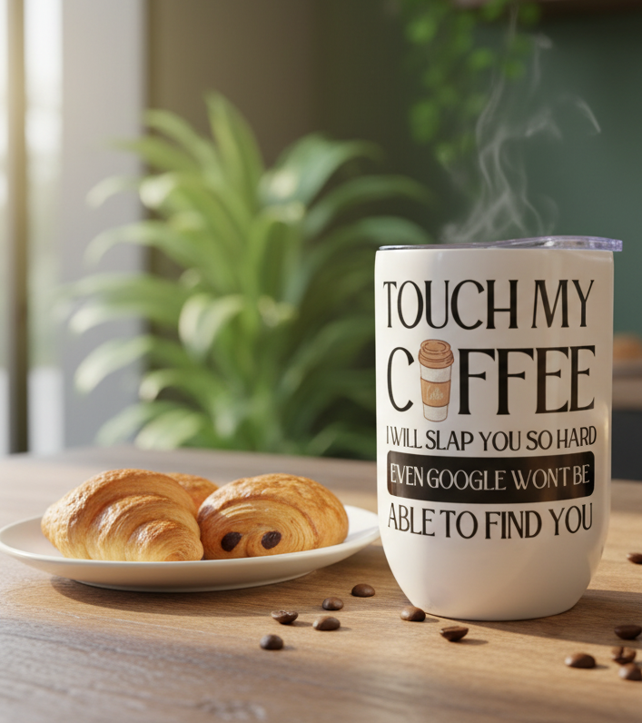 "Touch my Coffee" Wine Tumbler