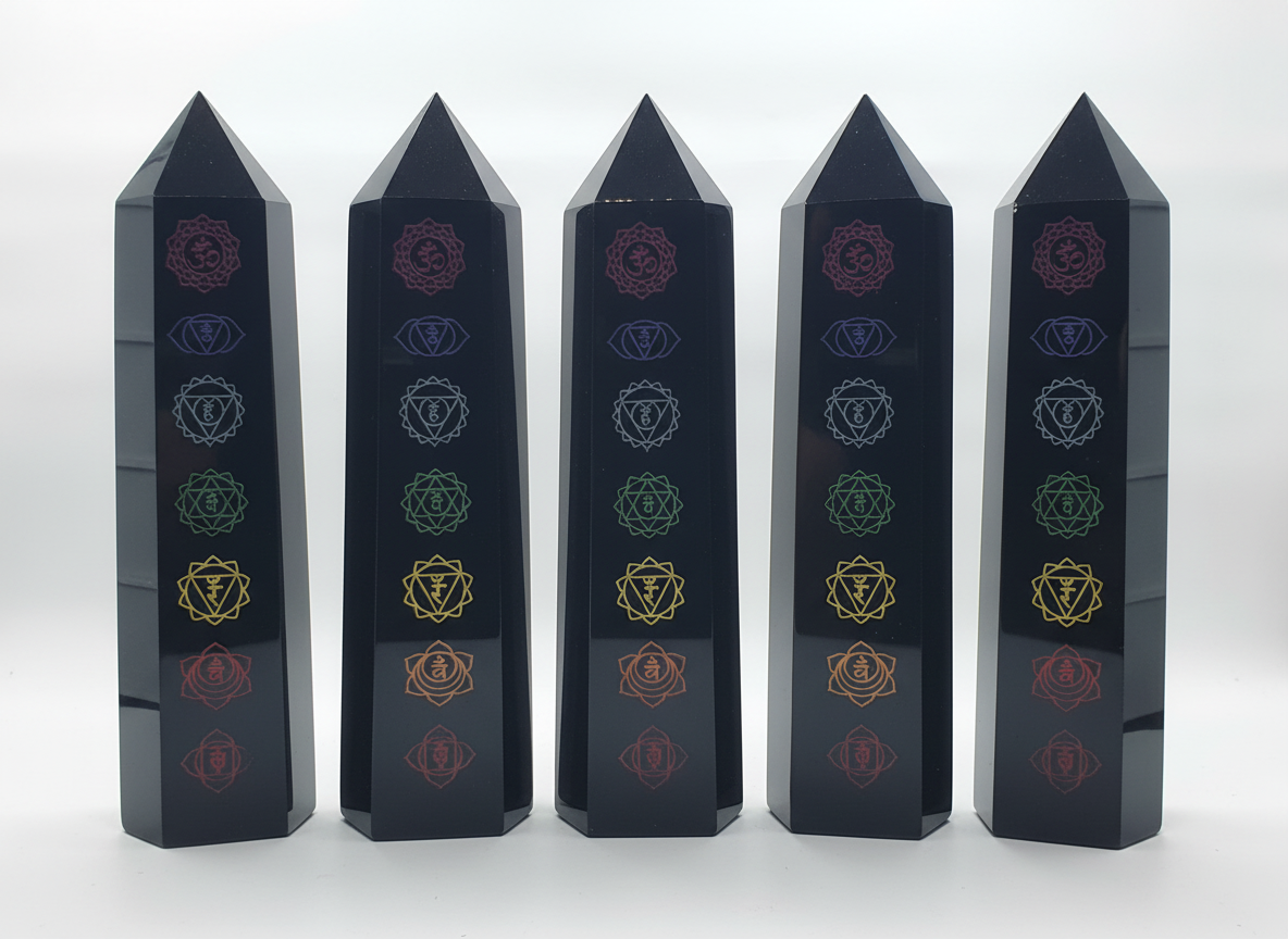 Black Obsidian Chakra Tower