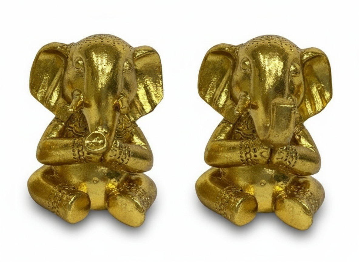 Sitting Gold Ganesh Elephant
