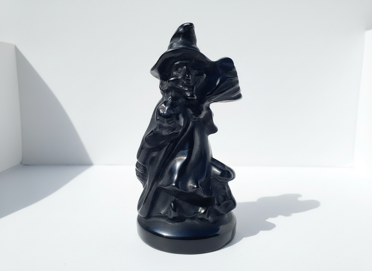 Black Obsidian Witch Carving