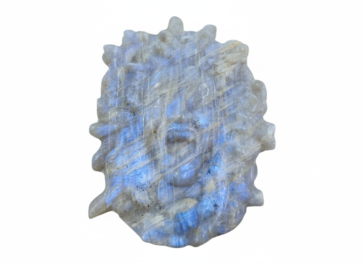 Blue Moonstone Medusa Carving