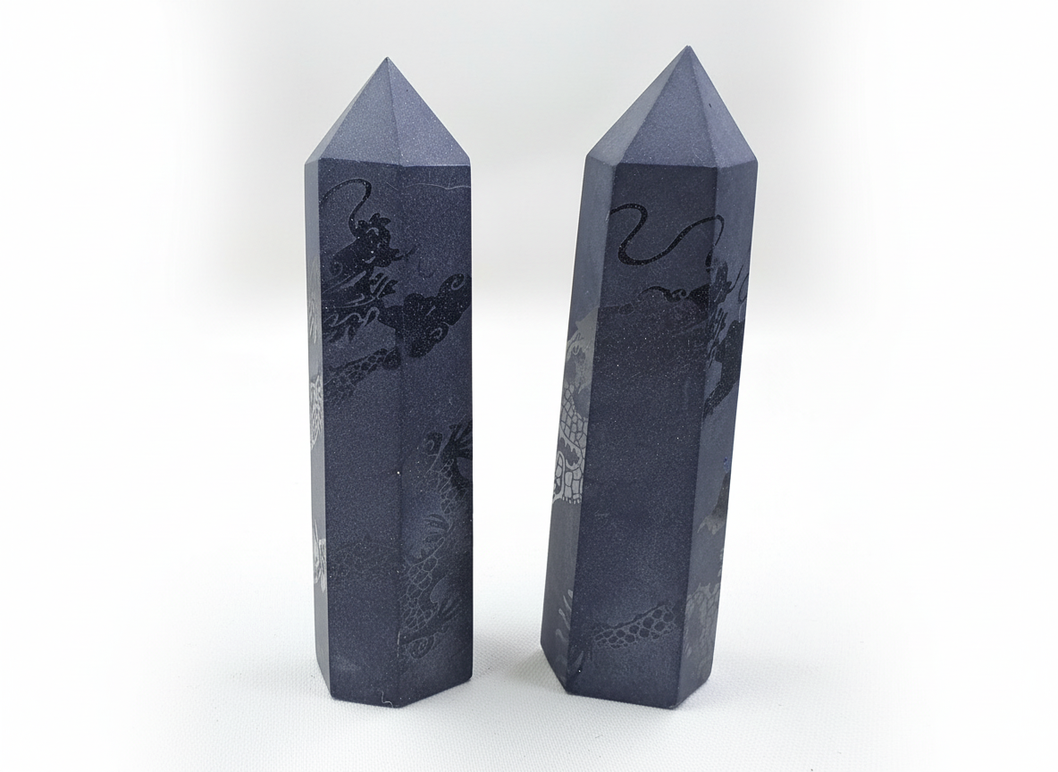 Blue Sandstone Dragon Etched Points