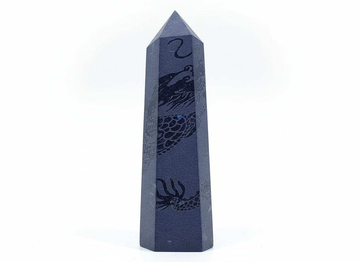 Blue Sandstone Dragon Etched Points