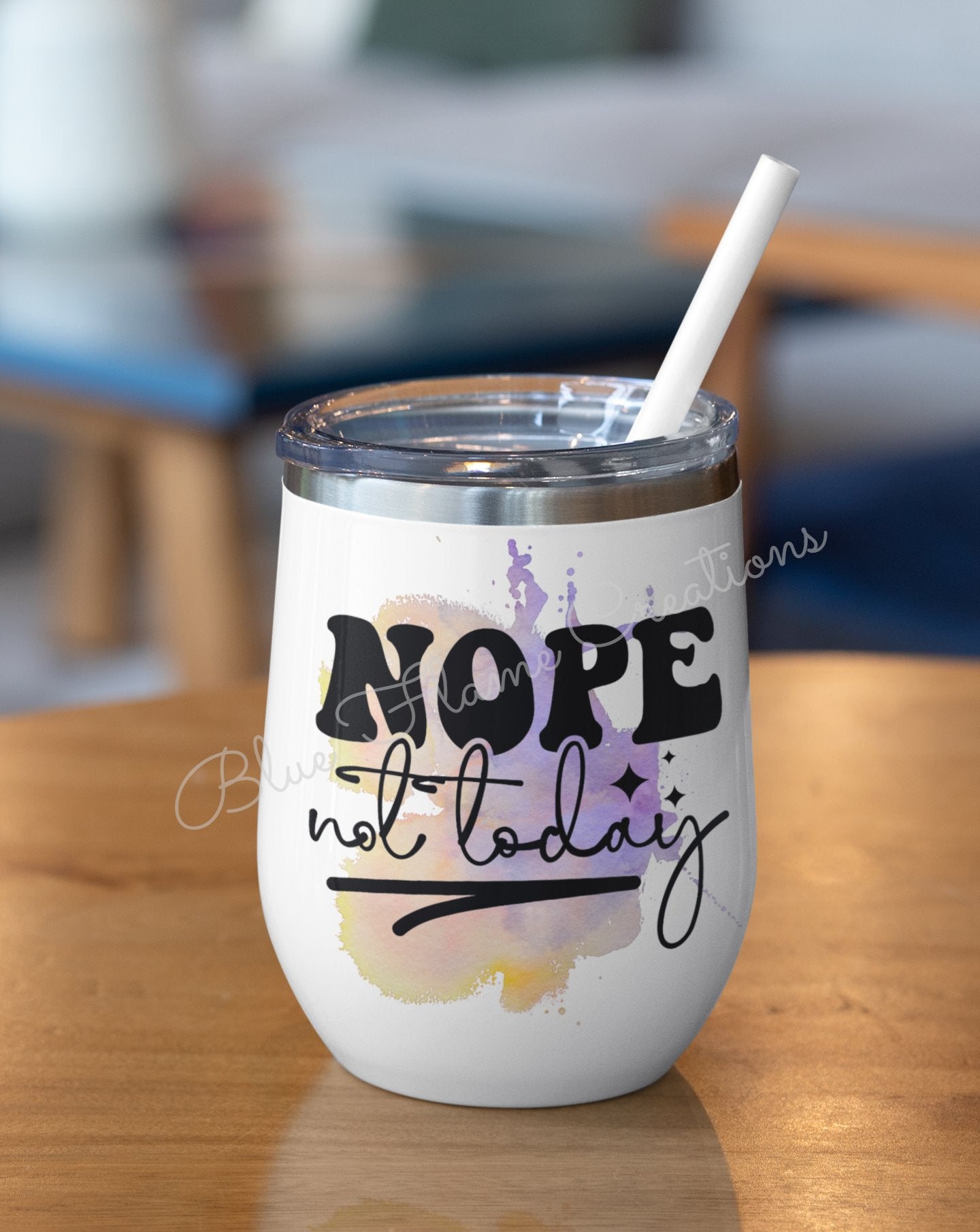 "Nope, Not Today" Wine Tumbler (Purple/Yellow)